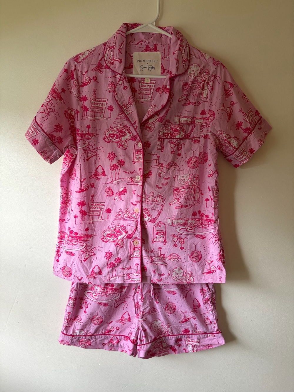 Printfresh Pink Short Pajama Set with Hot Pink Print